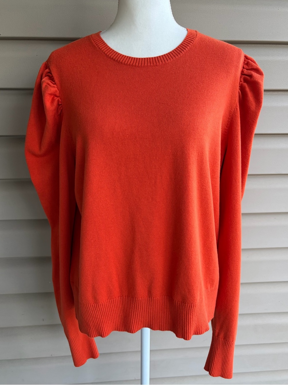 •Lauren Ralph Lauren• Orange Puff Sleeve Cotton/Modal Sweater - Size XL